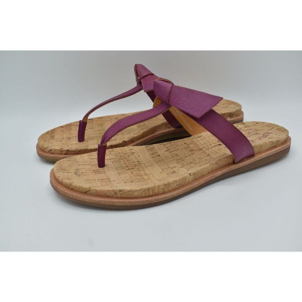 Kork-Ease Womens Size 9 Blake T-Strap Purple Leather Thong Sandals Shoes